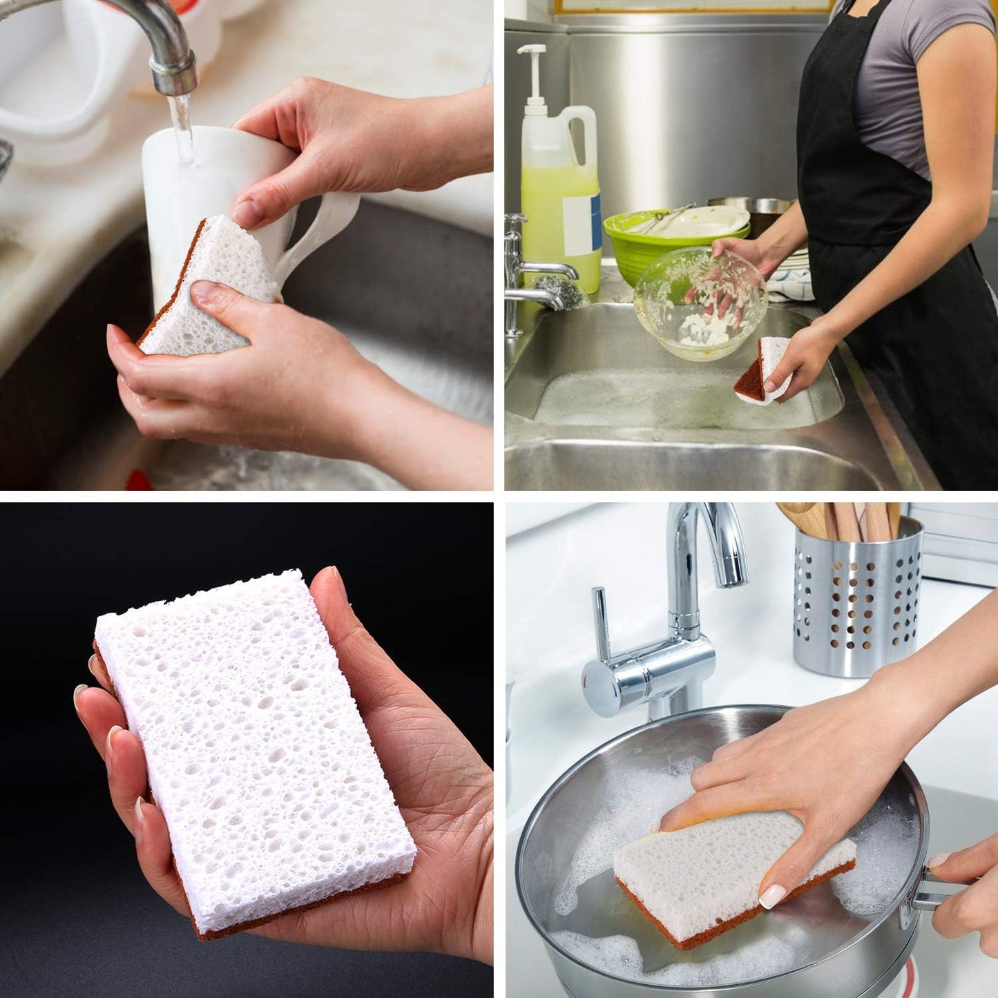 Natural Plant-Based Scrub Sponges, 12 Pack | Palm Fiber, Non-Scratch, Biodegradable, Long-Lasting